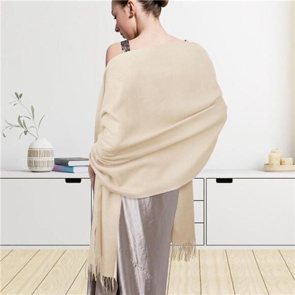 womens pashmina shawl wrap winter scarf soft warm long evening wedding party sto - Picture 3 of 7
